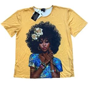 NEW Antthony Graphic Tee Woman Size M Medium Yellow